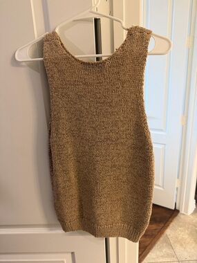 Zara Crochet Knit Tank Top in Beige